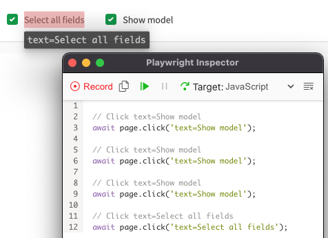Playwright inspector
